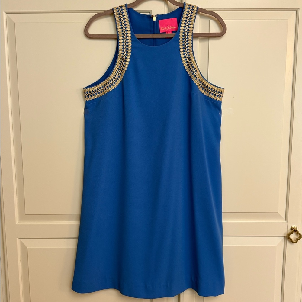 Lilly Pulitzer Blue Dress with Gold Trim